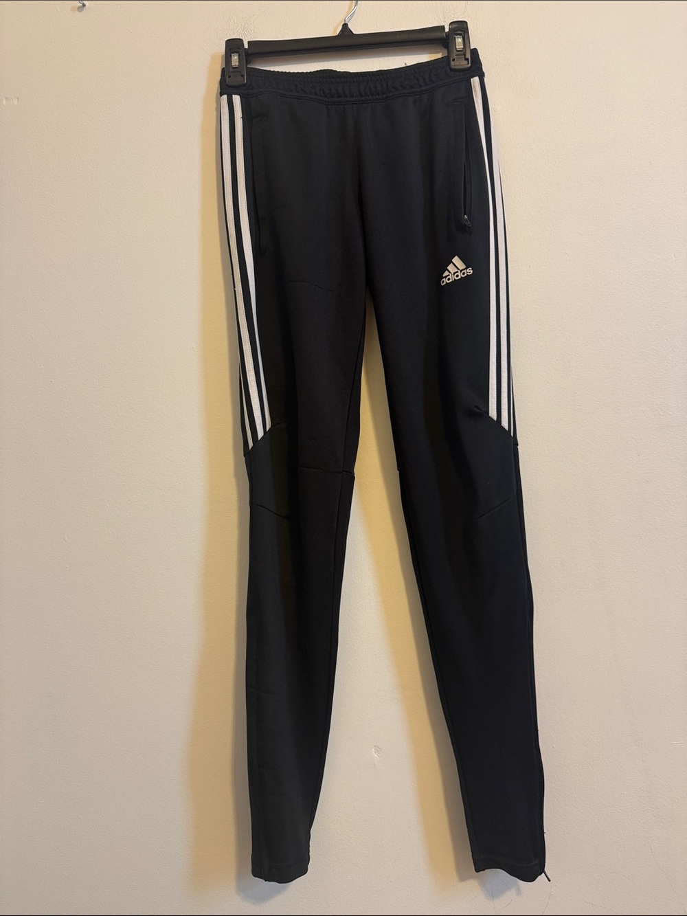 adidas Black Track Pants with White Three-Stripes